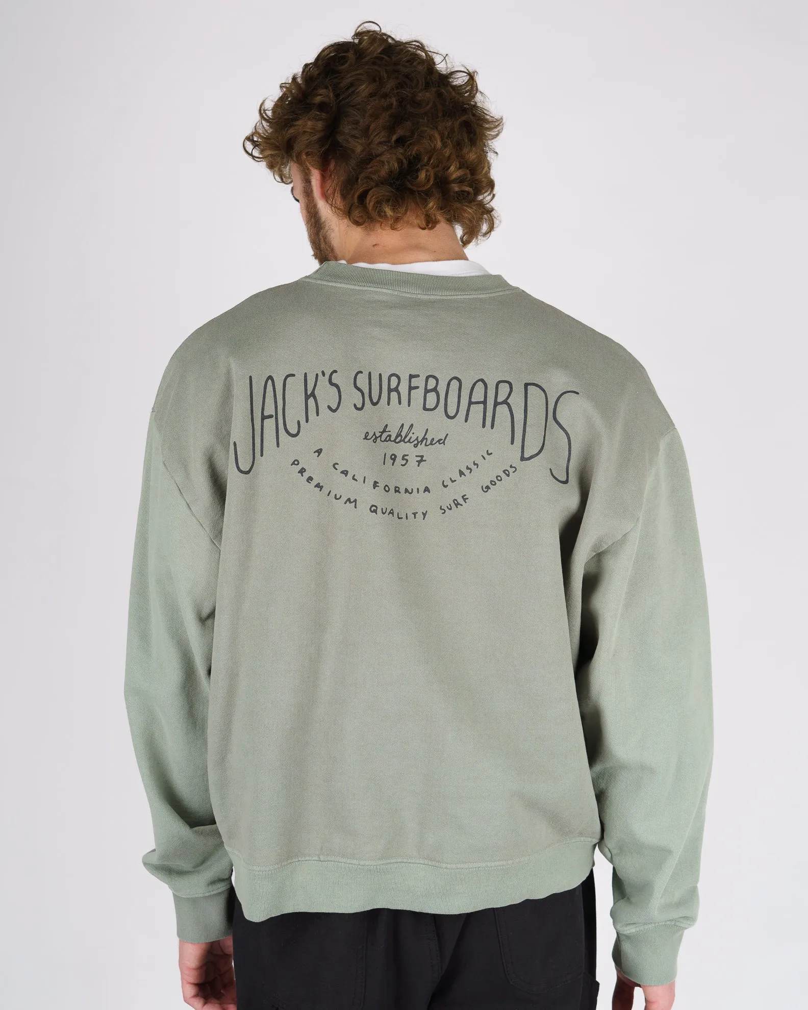 Crescent Heavyweight Crewneck - Sage Active Design