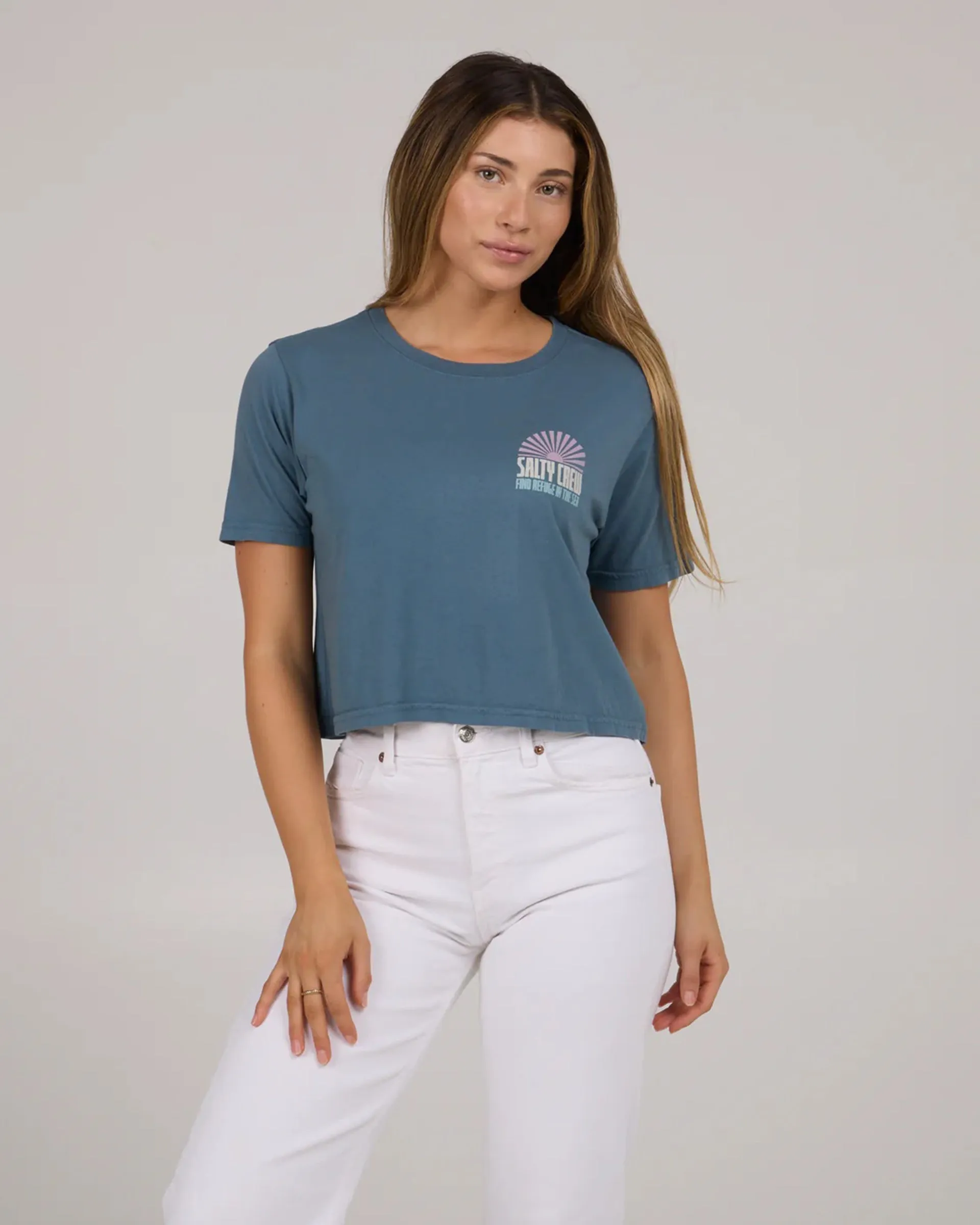 Minimal Comfort In The Rays Crop Top - Fin Blue