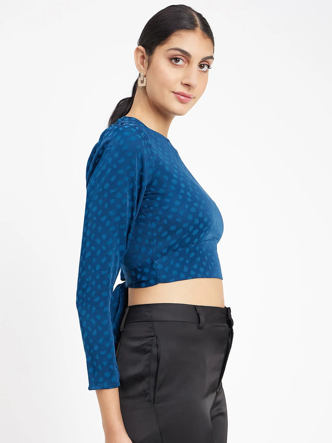 Madame Teal Crop Top Breathable knit