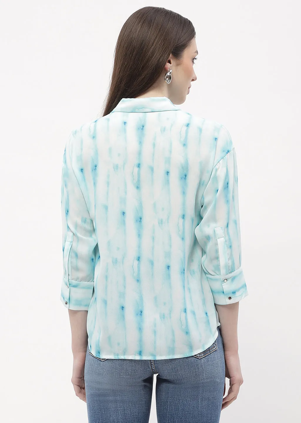 Reflective accents Madame Tie-Dye Aqua Blue Regular Top