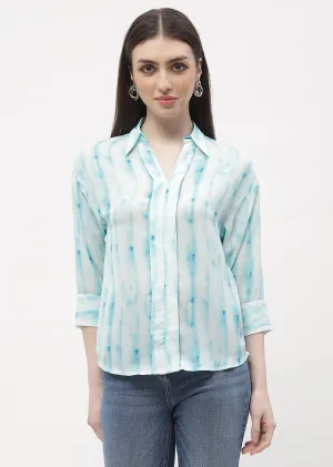 Madame Tie-Dye Aqua Blue Regular Top QuickDrying Material