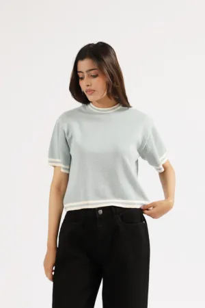 TEXTURED KNIT CONTRAST TOP WrinkleResistantClothing
