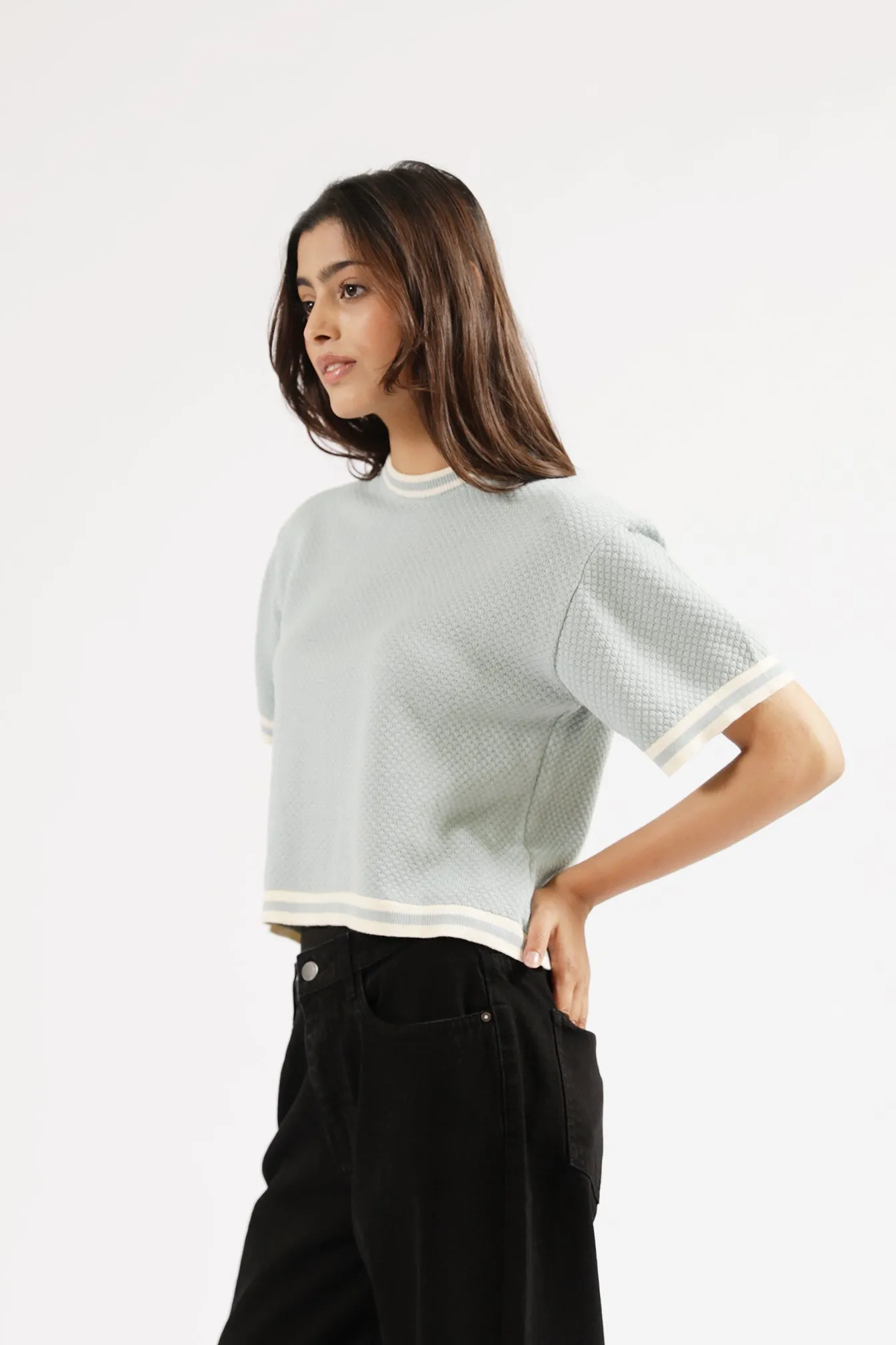 EcoDye Process TEXTURED KNIT CONTRAST TOP