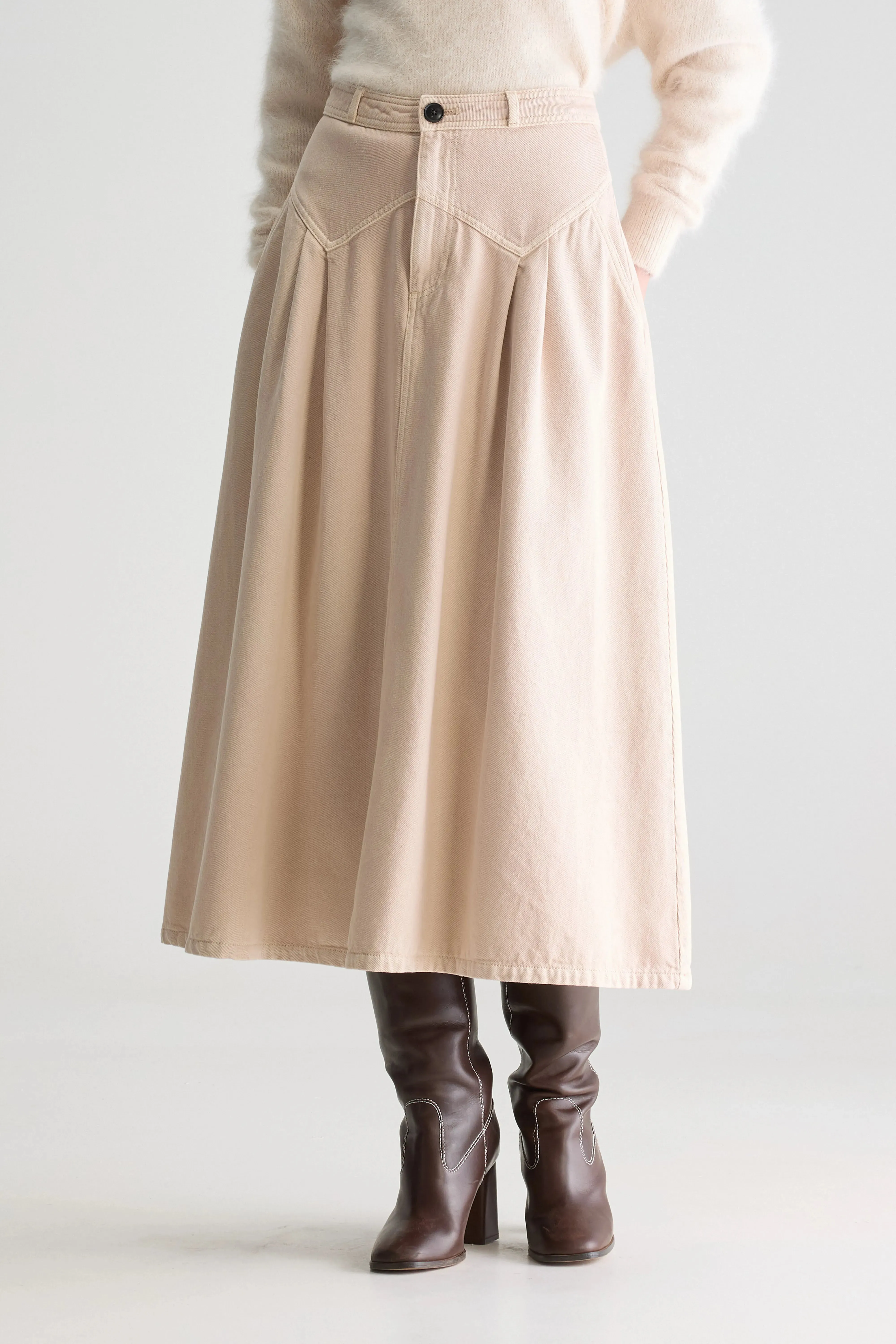 Beach Ease Daywear Style Gala flared mid skirt (251 / W / MOON)