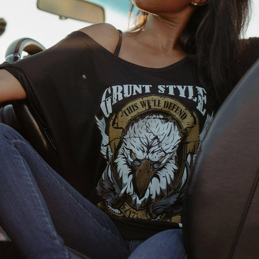Movie Night Minimal Comfort Women's Easy Rider Eagle Slouchy T-Shirt - Black