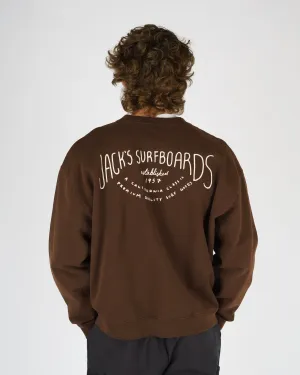 Front Pocket Chambray Crescent Heavyweight Crewneck - Brown