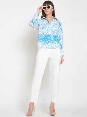 Madame Alex Waist Belt Detail Solid White Trousers Bold Design