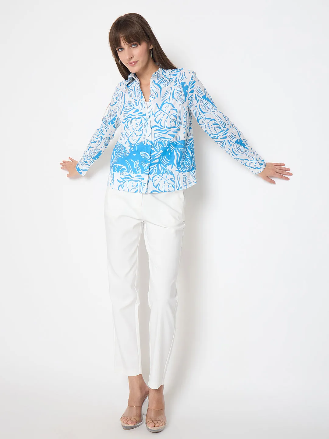 Versatile Design Madame Alex Waist Belt Detail Solid White Trousers