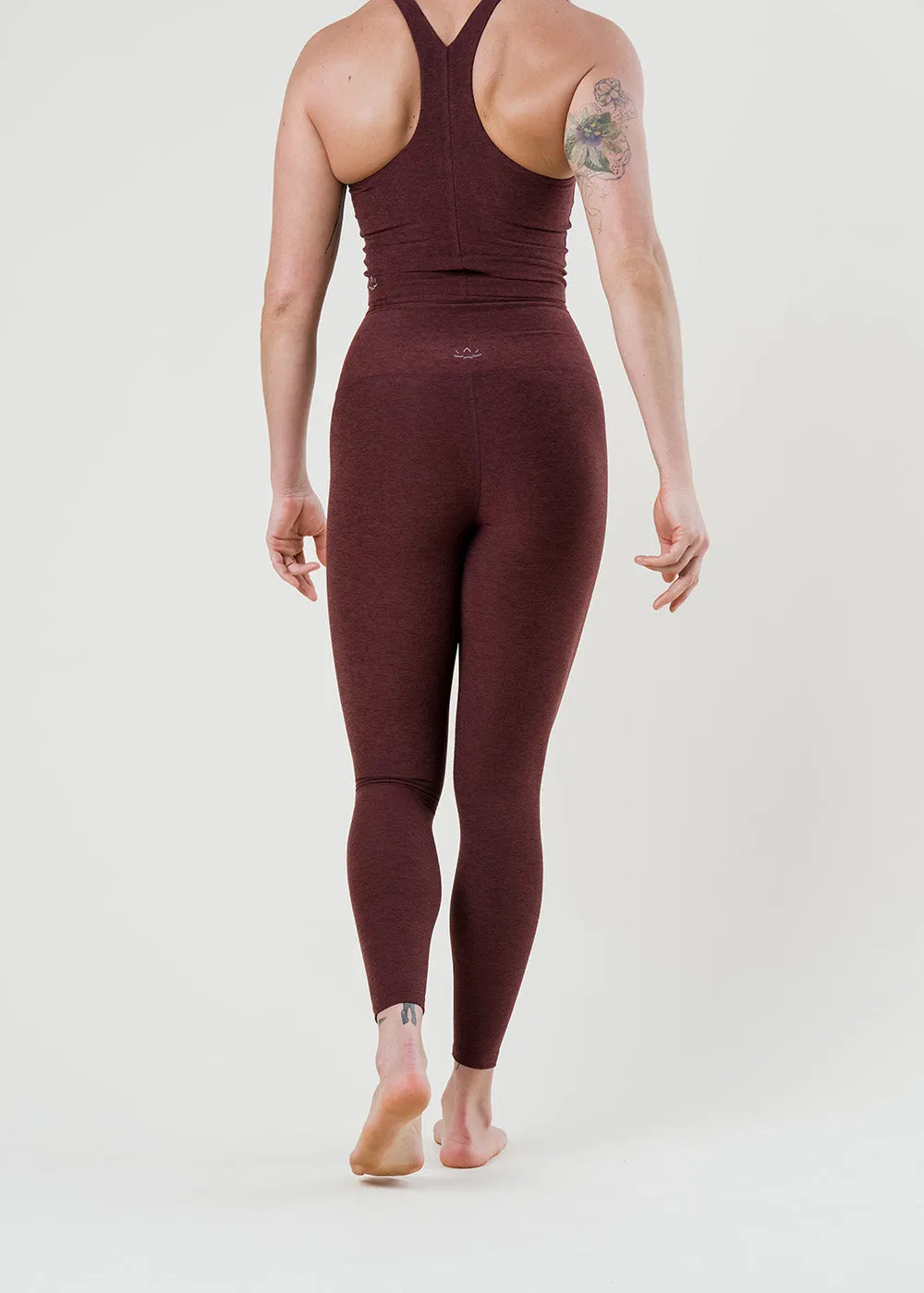 Comfort Fit High Waisted Midi Legging - Chocolate Mocha Heather