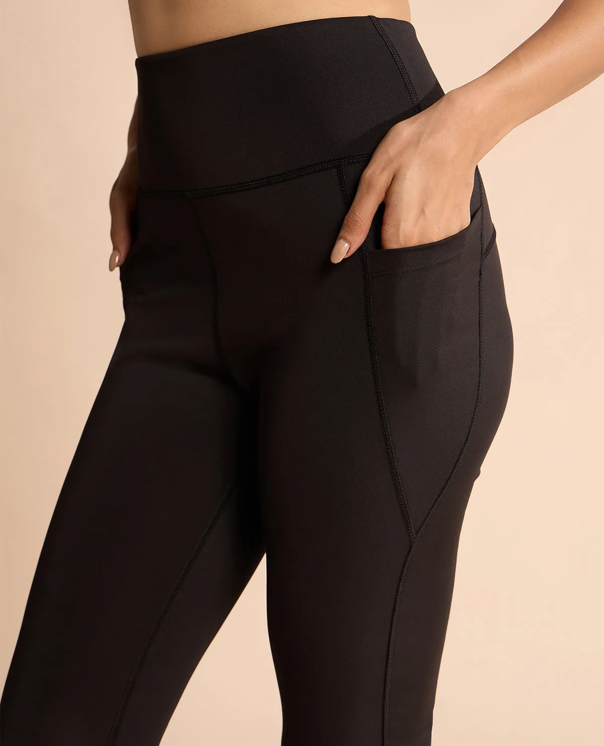 Women Stretchable Long Length Flared Pants Black Casual Vibes