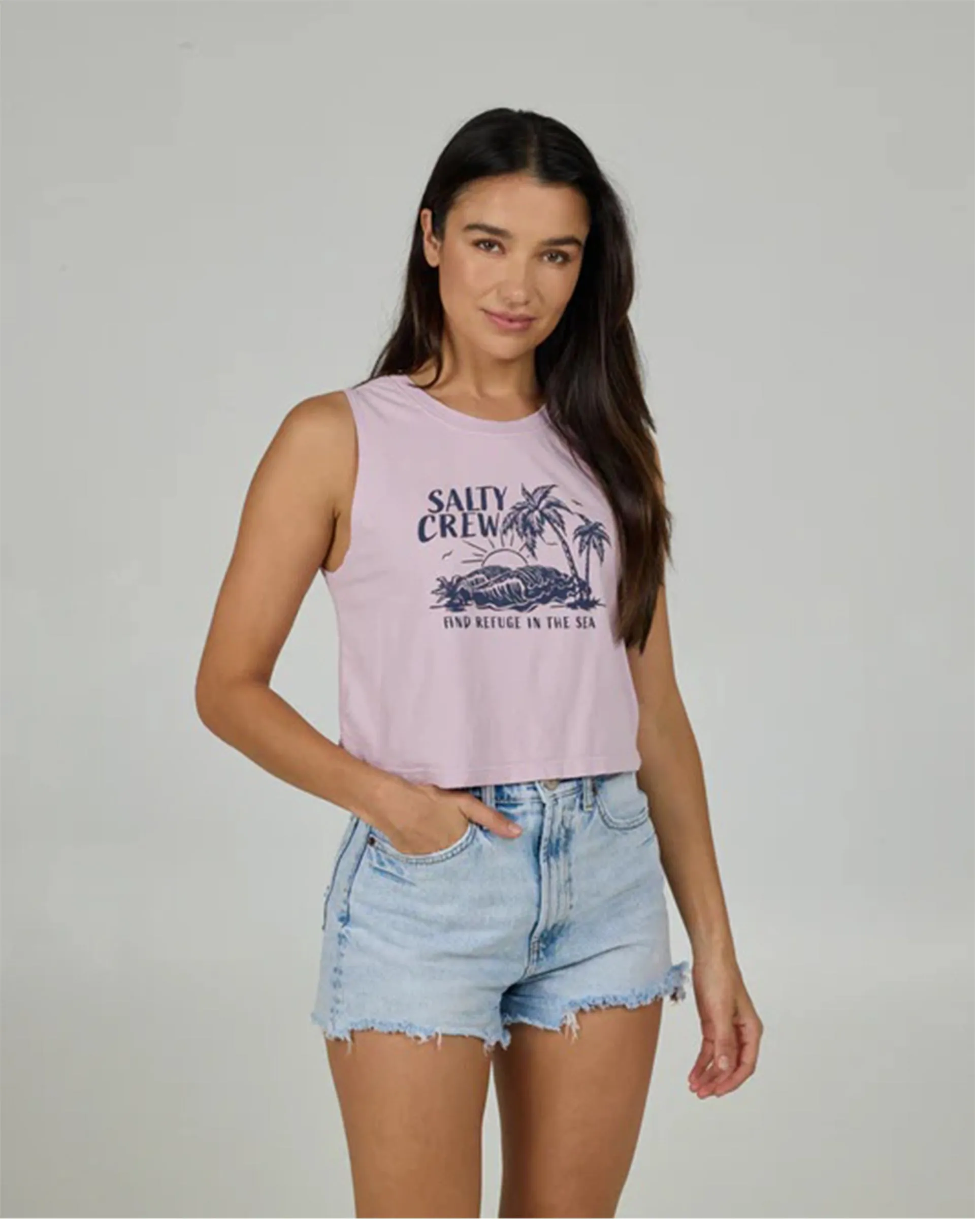 low pressure Recycled Material Blend Outside Cropped Tank - Pale Orchid