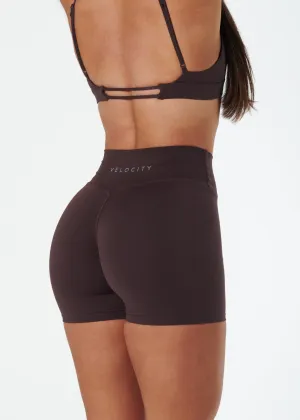 SERENE INVISIBLE SCRUNCH SHORTS - COCOA Quick Pocket Access dress shirt