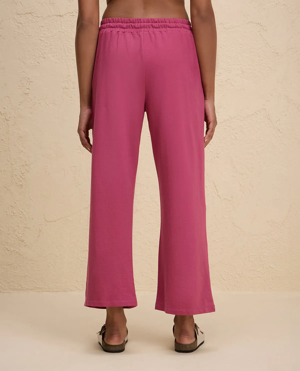 Core Basic Quick Move Nykd By Nykaa Summer Essential Comfort Cotton Terry Lounge Pants -NYLE606-Grape