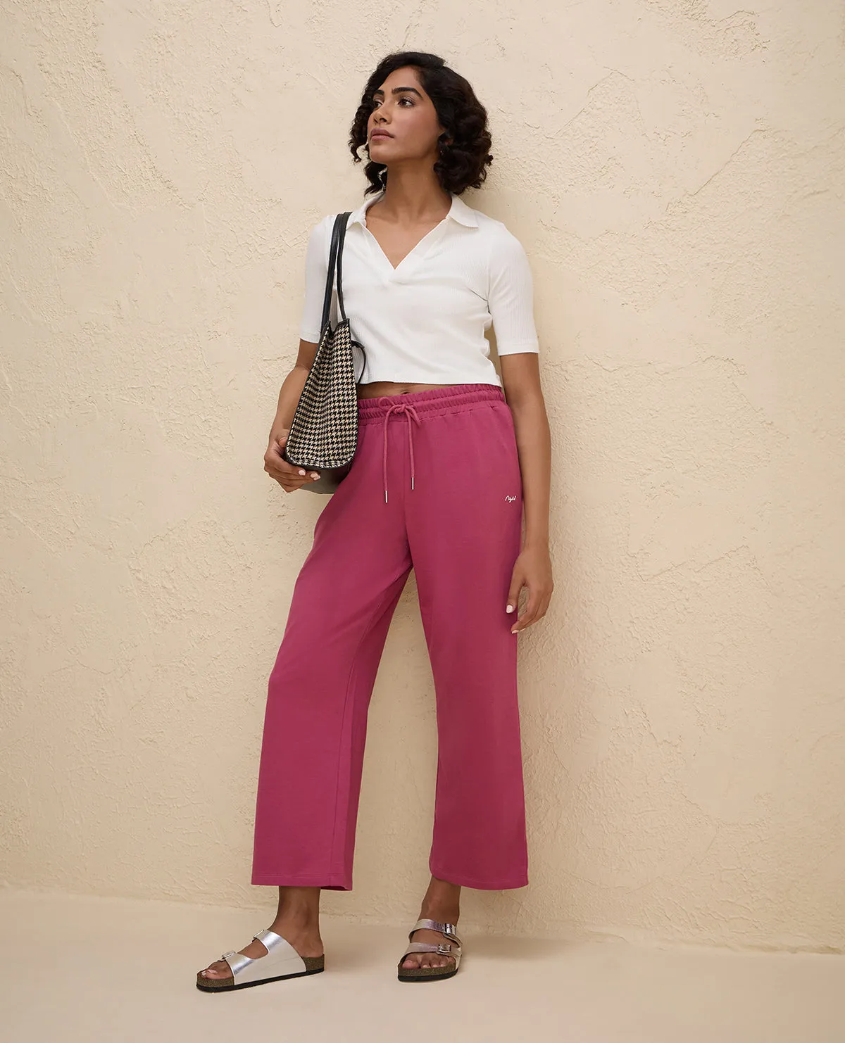 Nykd By Nykaa Summer Essential Comfort Cotton Terry Lounge Pants -NYLE606-Grape Reinforced Stress Points Tear Resistant Weave