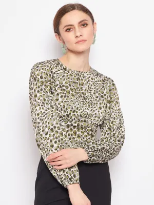 MoistureWicking Comfortable Hoodie Madame Printed Olive Corset Top