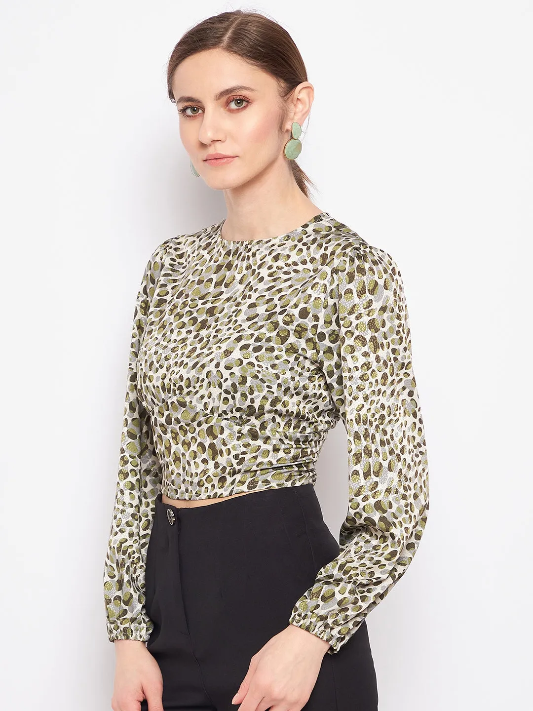LowProfile Fasteners Low Care Madame Printed Olive Corset Top