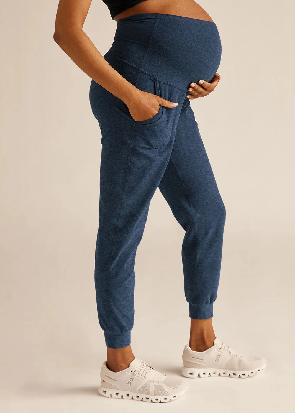 Beyond Yoga Beyond The Bump Maternity Midi Jogger - Nocturnal Navy LowProfile Design