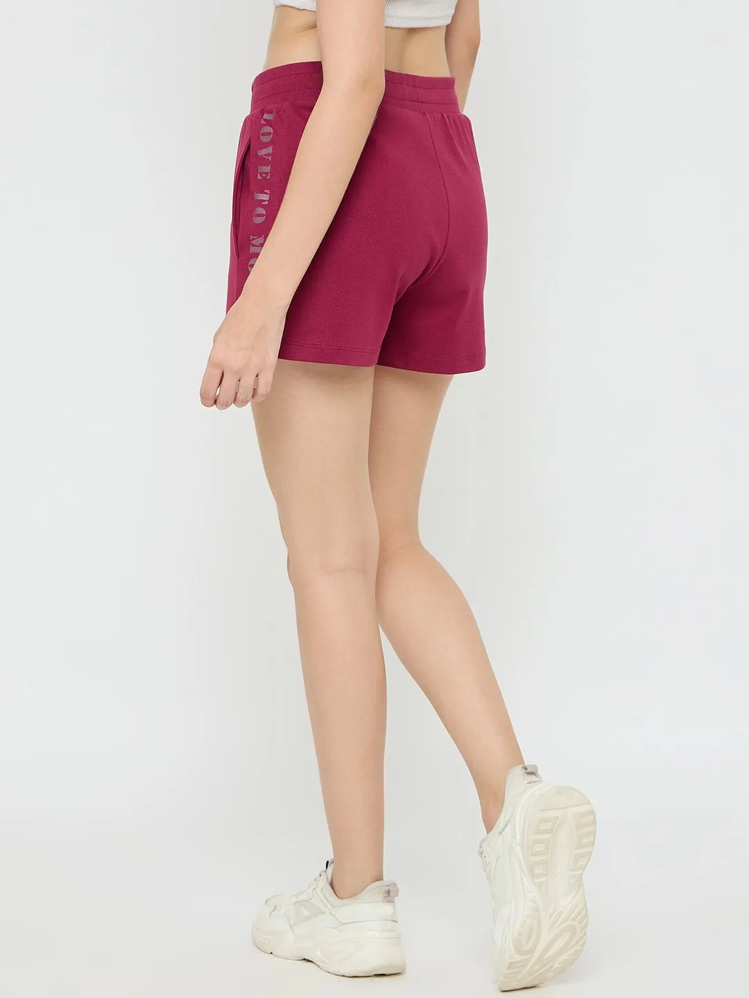 Classic Jeans mSECRET Elasticated Hem Wine Red Cotton Blend Shorts