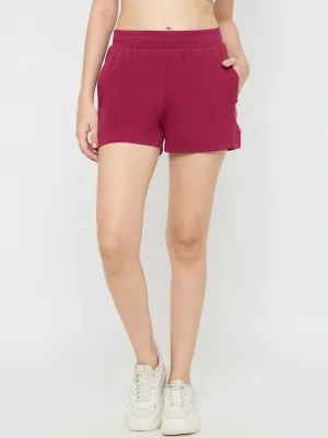breathable materials ThermalRegulating Fabric mSECRET Elasticated Hem Wine Red Cotton Blend Shorts