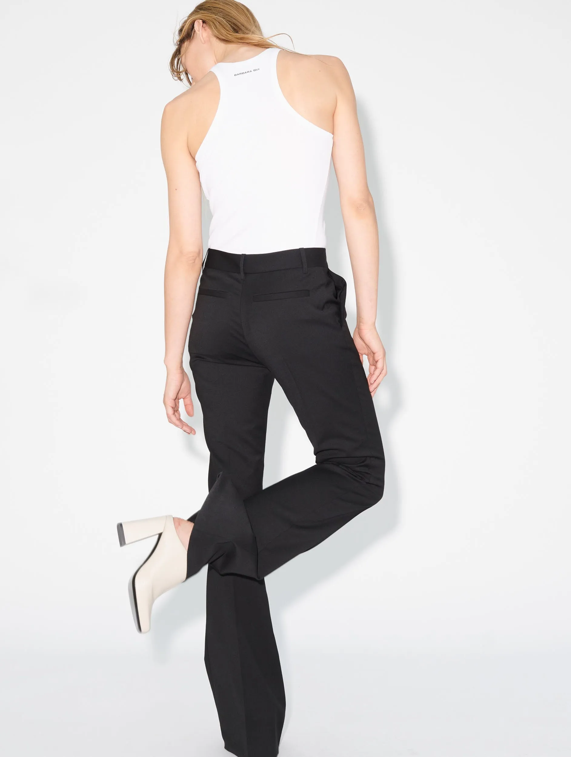 Chilly Day Layers Tapered Look Wool gabardine bootcut suit trousers