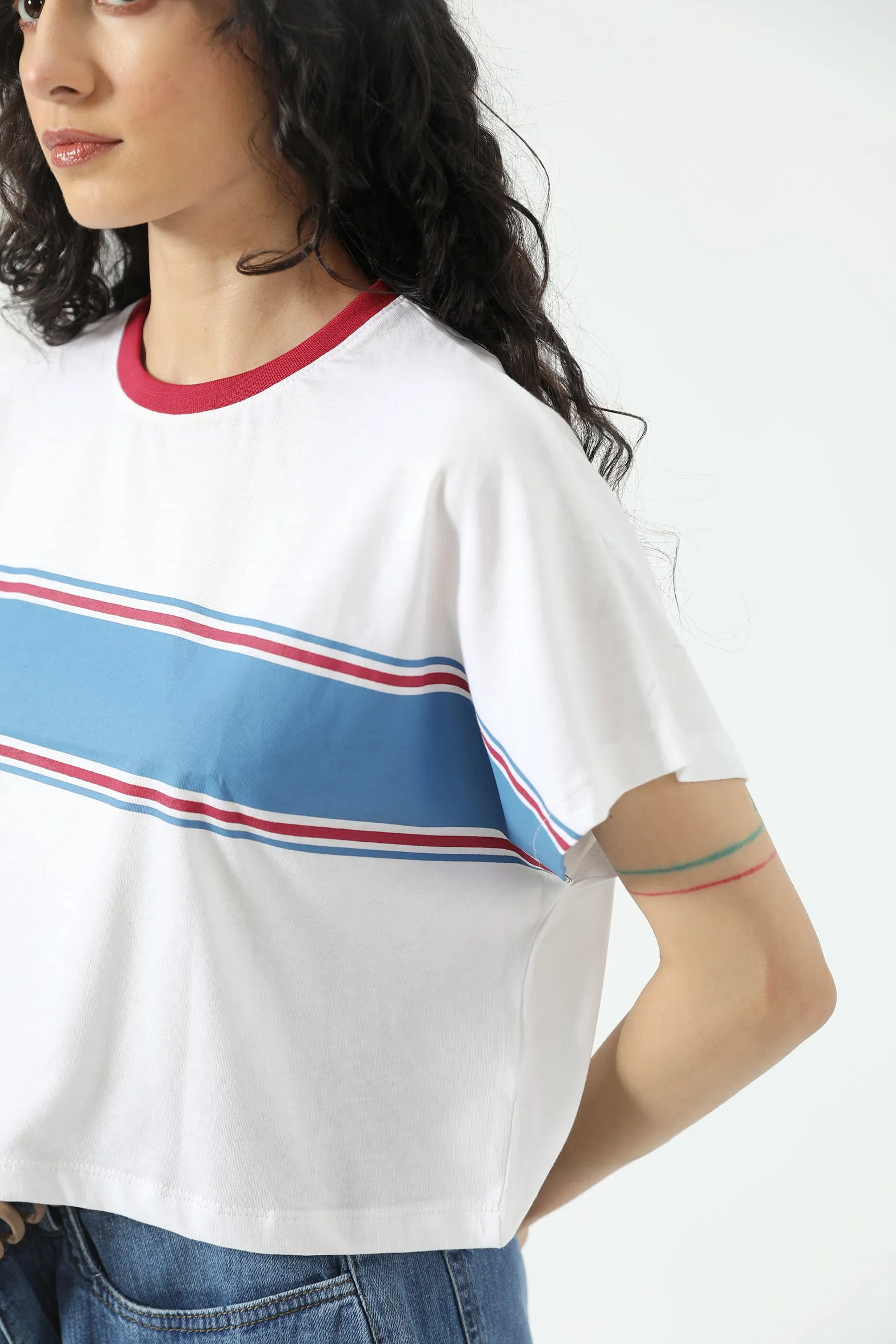 Sporty Style KIMONO STRIPED TOP