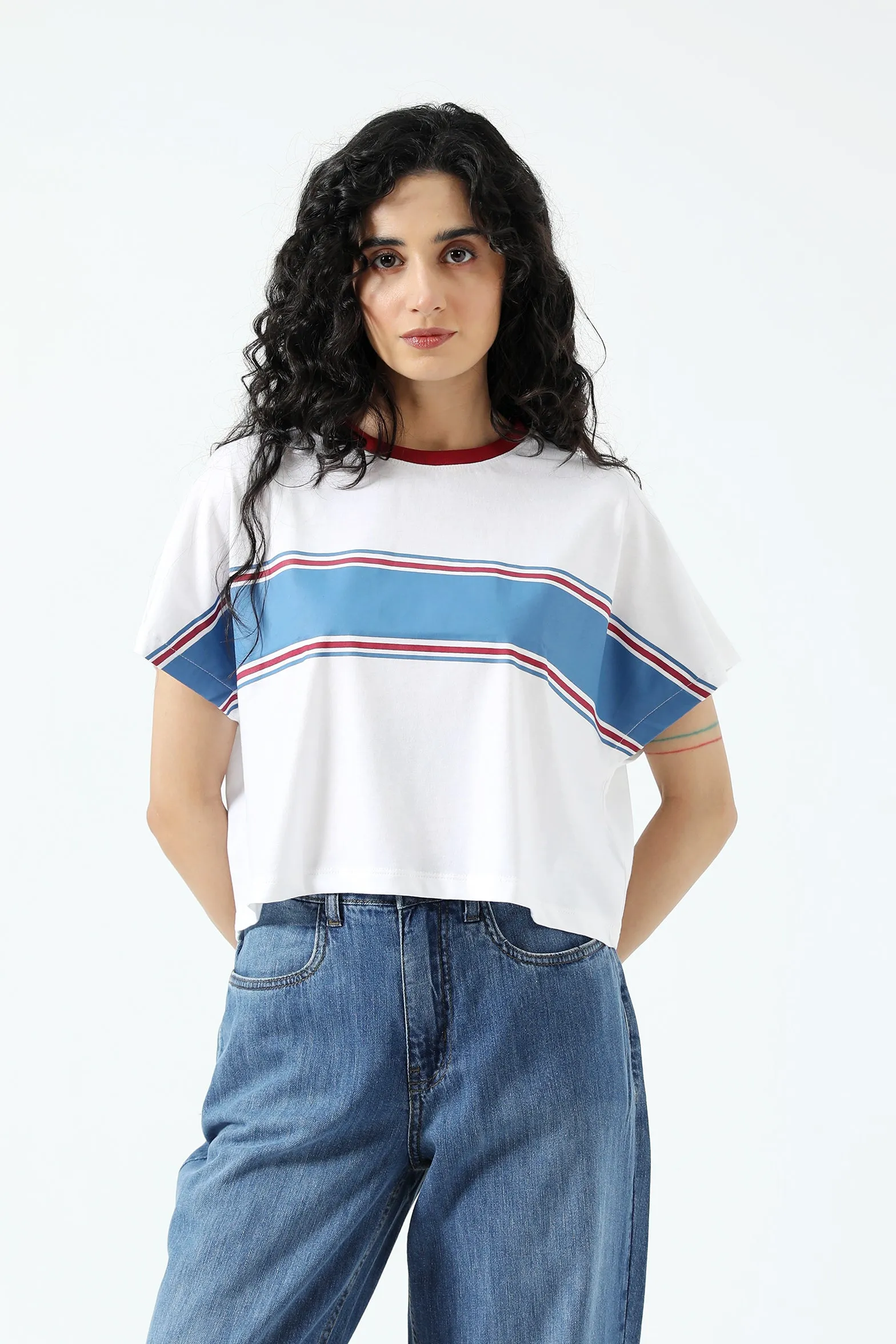 KIMONO STRIPED TOP Stream Fit