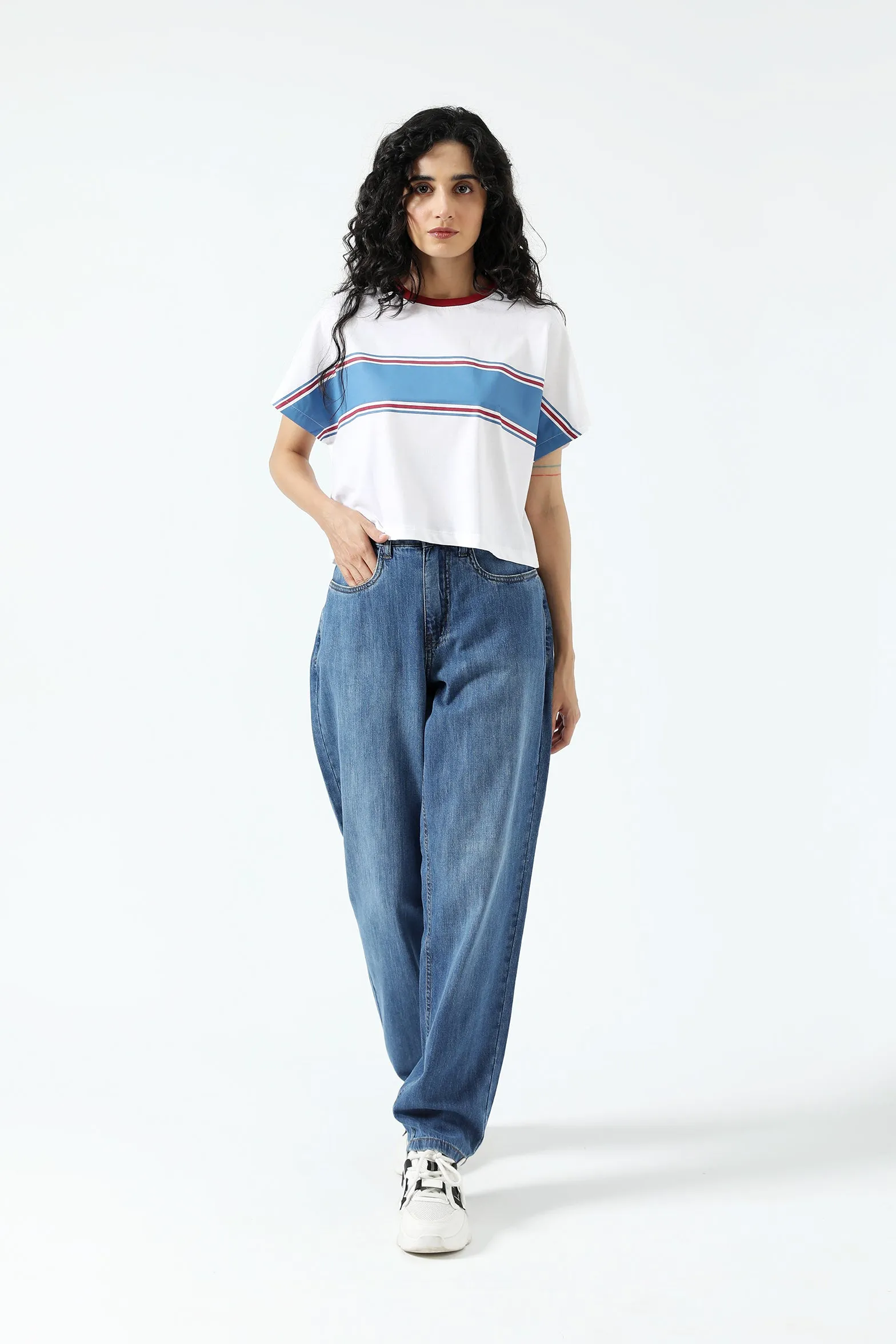 CompactWeave SmoothFinish KIMONO STRIPED TOP