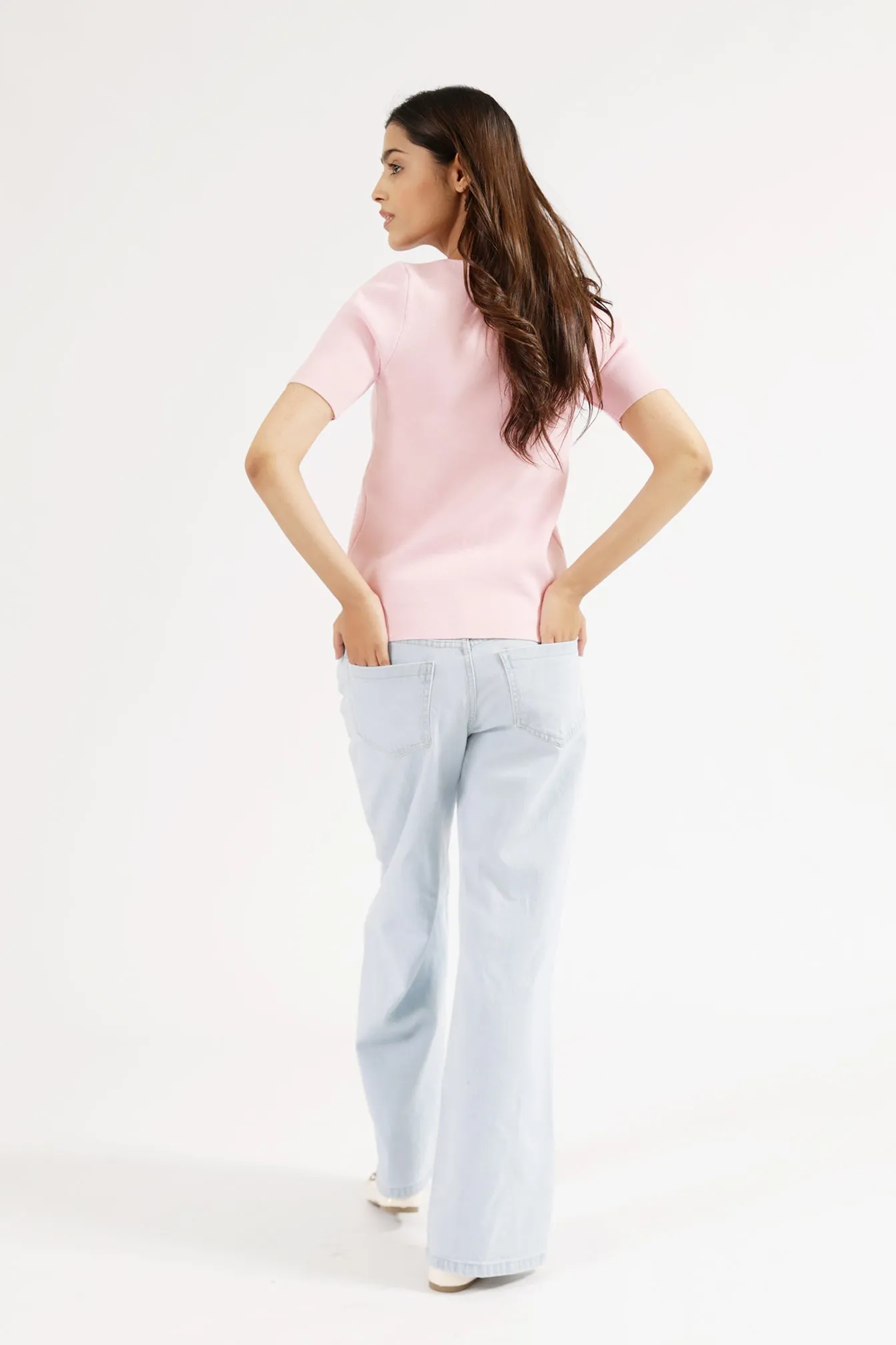 Retro cool Cold Weather Outfit HALF SLEEVE KNITTED TOP