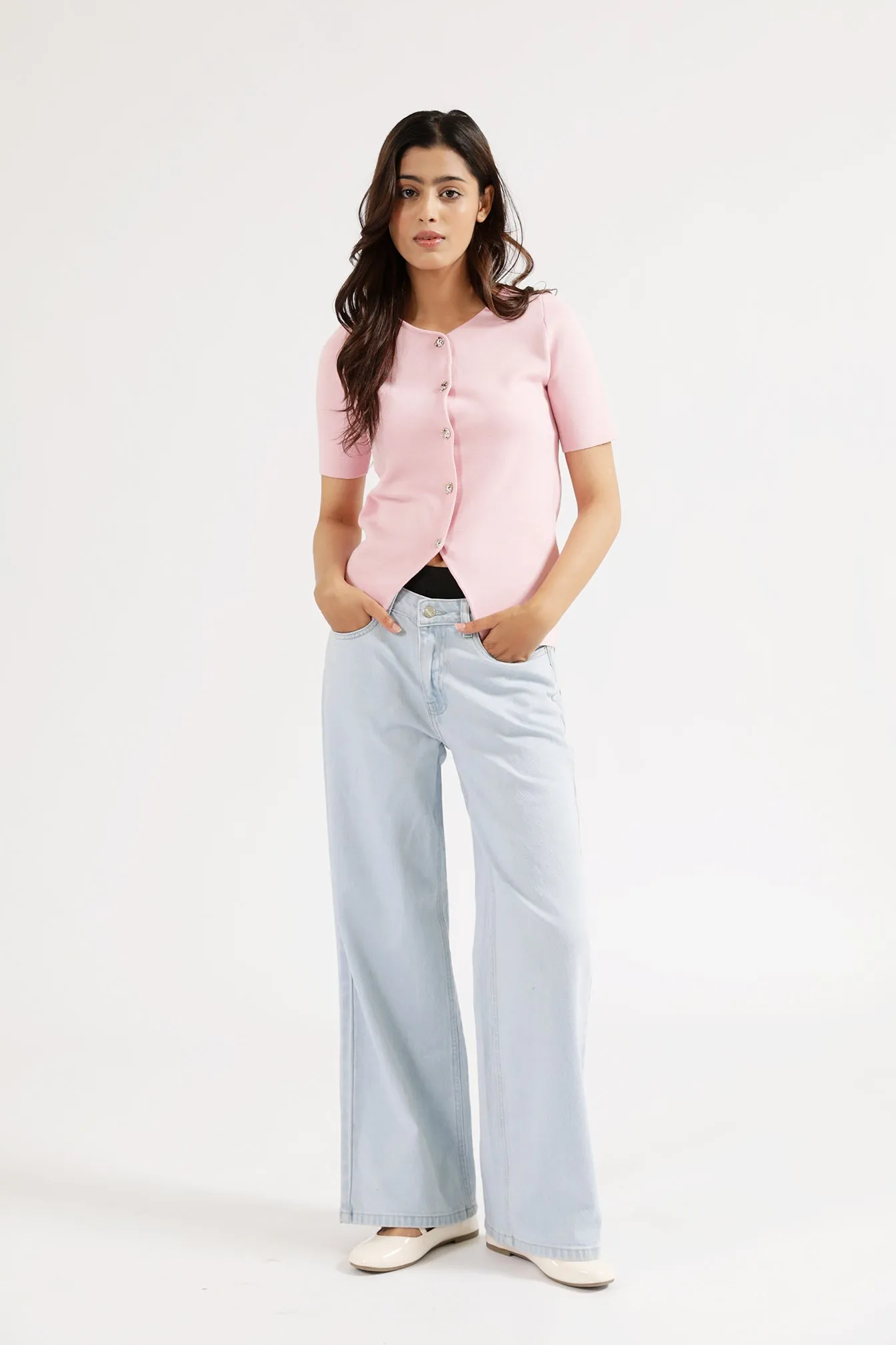 Trendy Fashion SustainableBlend HALF SLEEVE KNITTED TOP