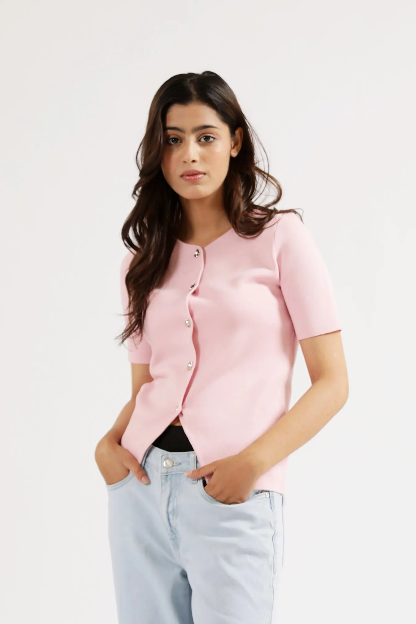 HALF SLEEVE KNITTED TOP EcoCertifiedTextile Wave Core
