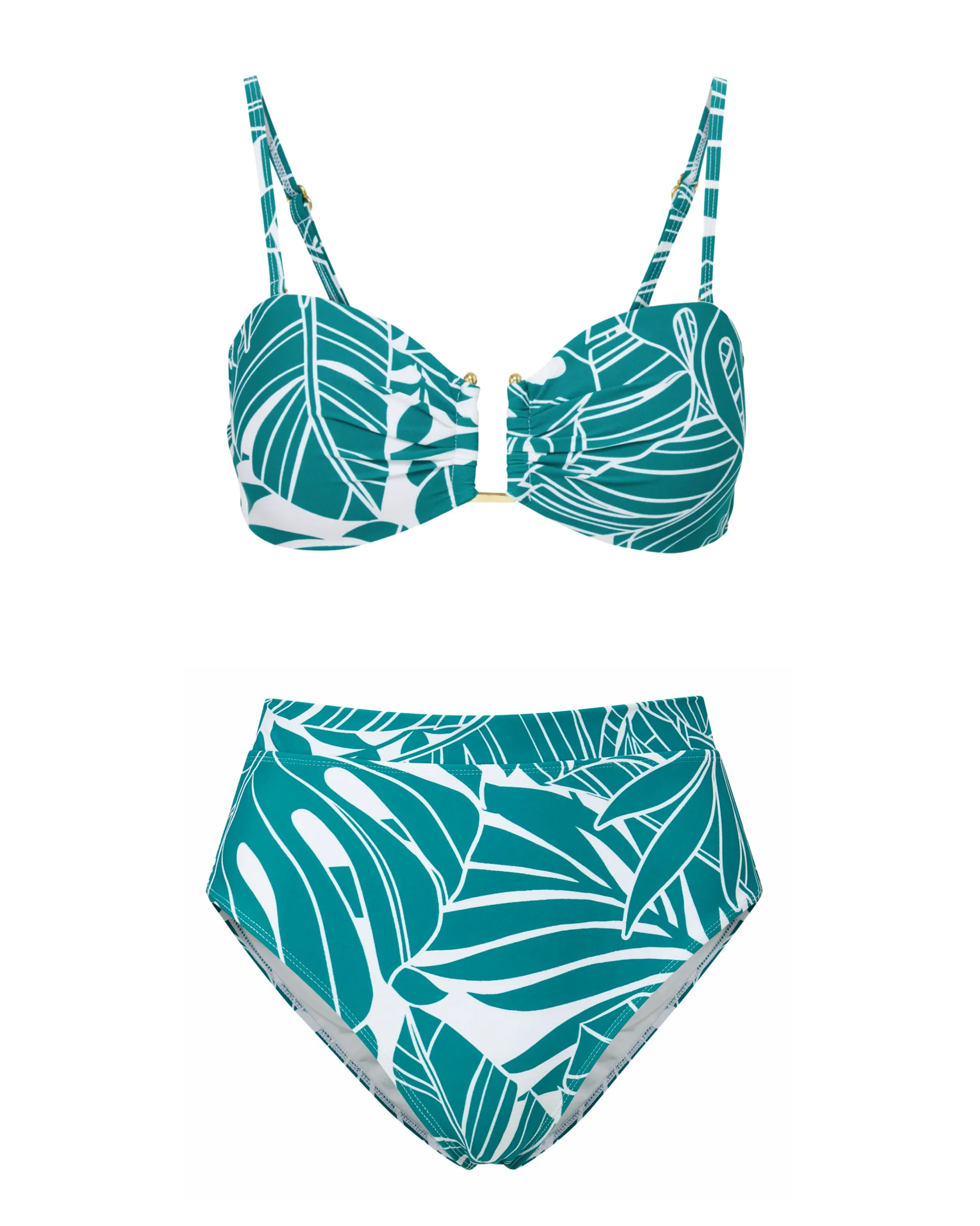 Gina Top   Hi Waist Hi Leg Bottom In Isle of Palms Flat Lock Stitching