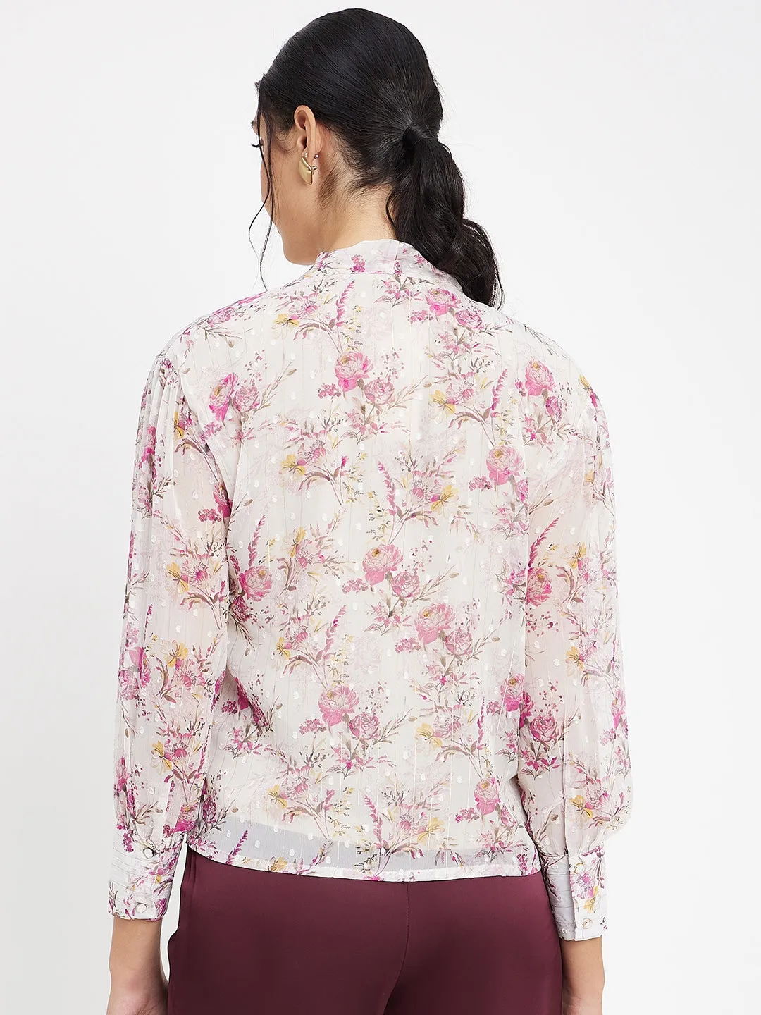 AntiStatic Treatment Luxury Apparel Madame Floral White Shirt