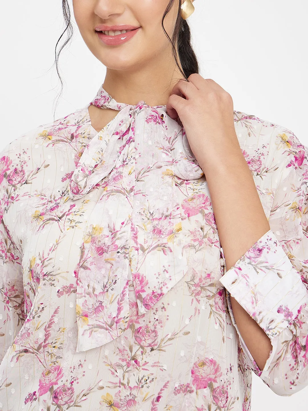 Madame Floral White Shirt SkinFriendlyElastic MinimalistStyle