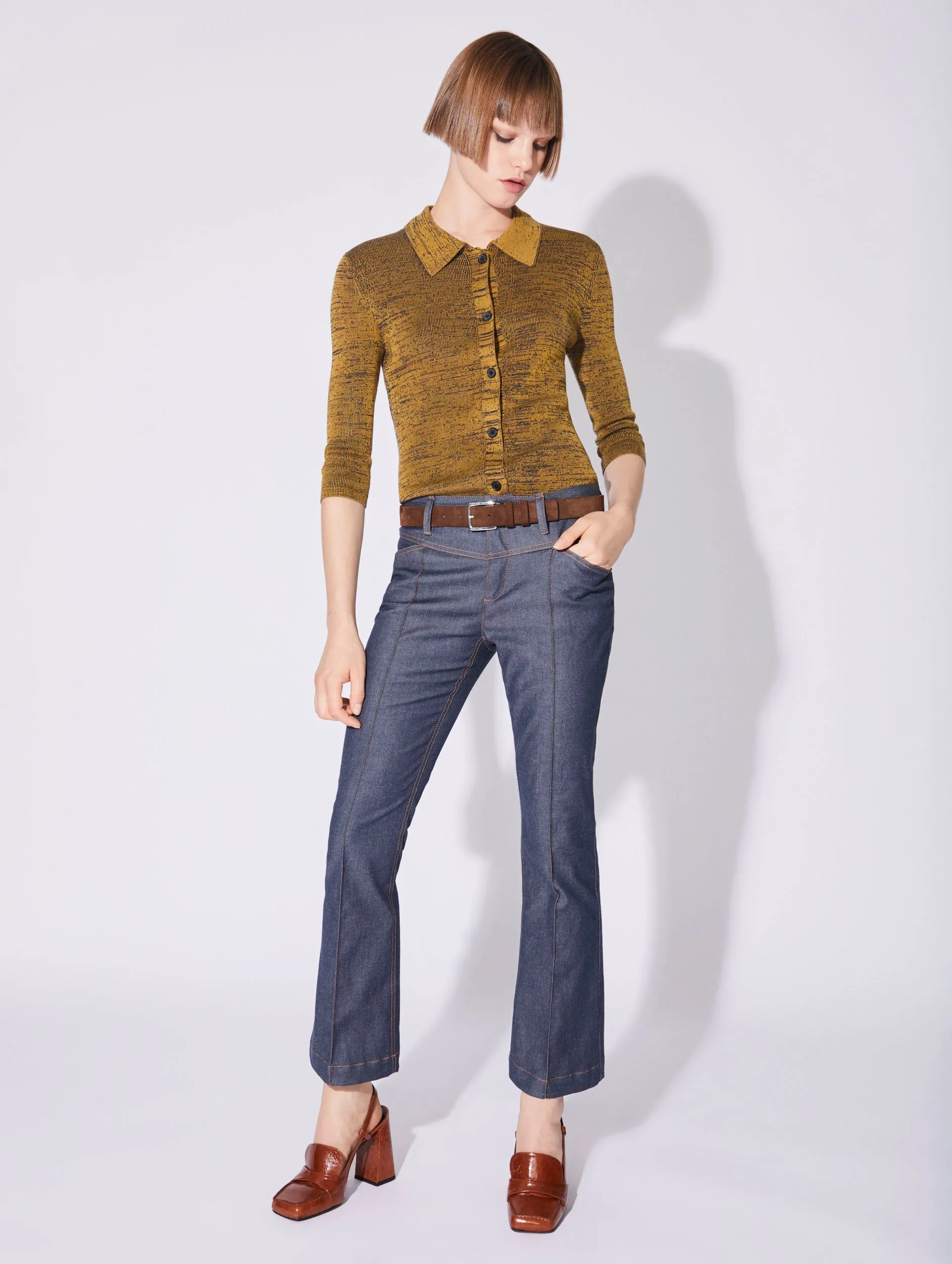 AbrasionGuardTape Chic Vibe Blue washed denim 7/8 trumpet trousers