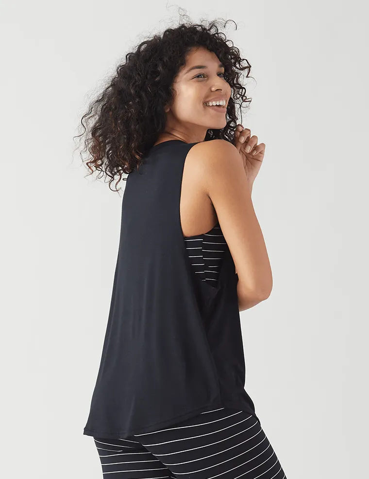 Glyder Soul Power Tank - Black Adjustable Hem Urban Coolness