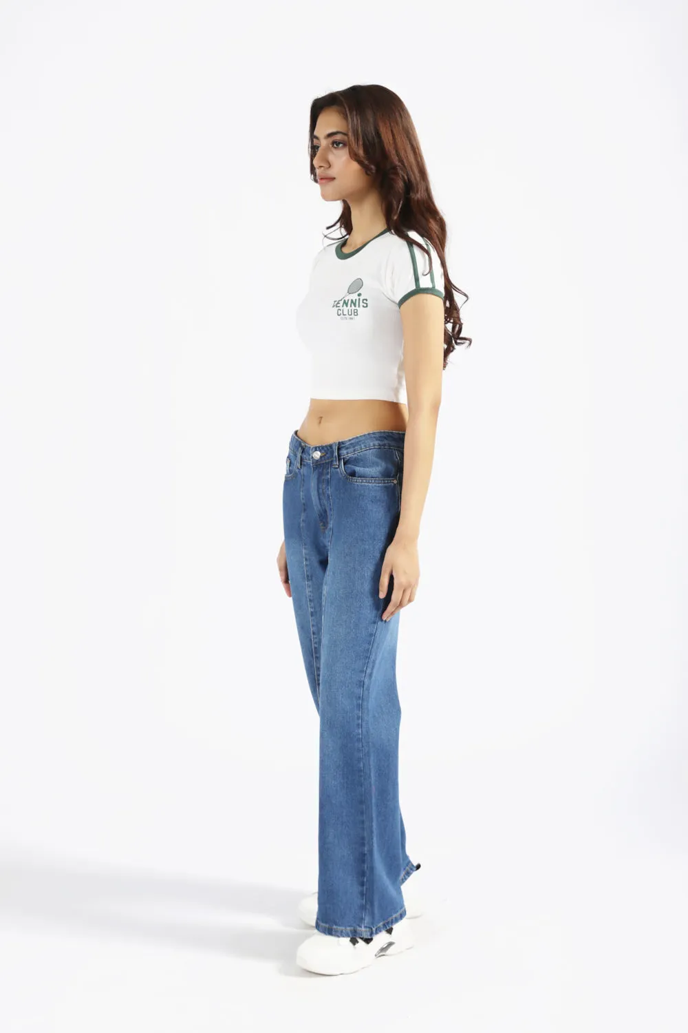 SLOGAN PRINTED RIBBED TEE Winter Wear FourWayStretch