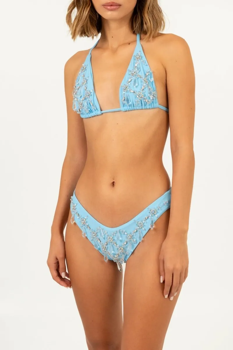 Calliope Luxury Crystal Bikini Bottom Ultra Fine Mesh Insert Non Slip Elastic