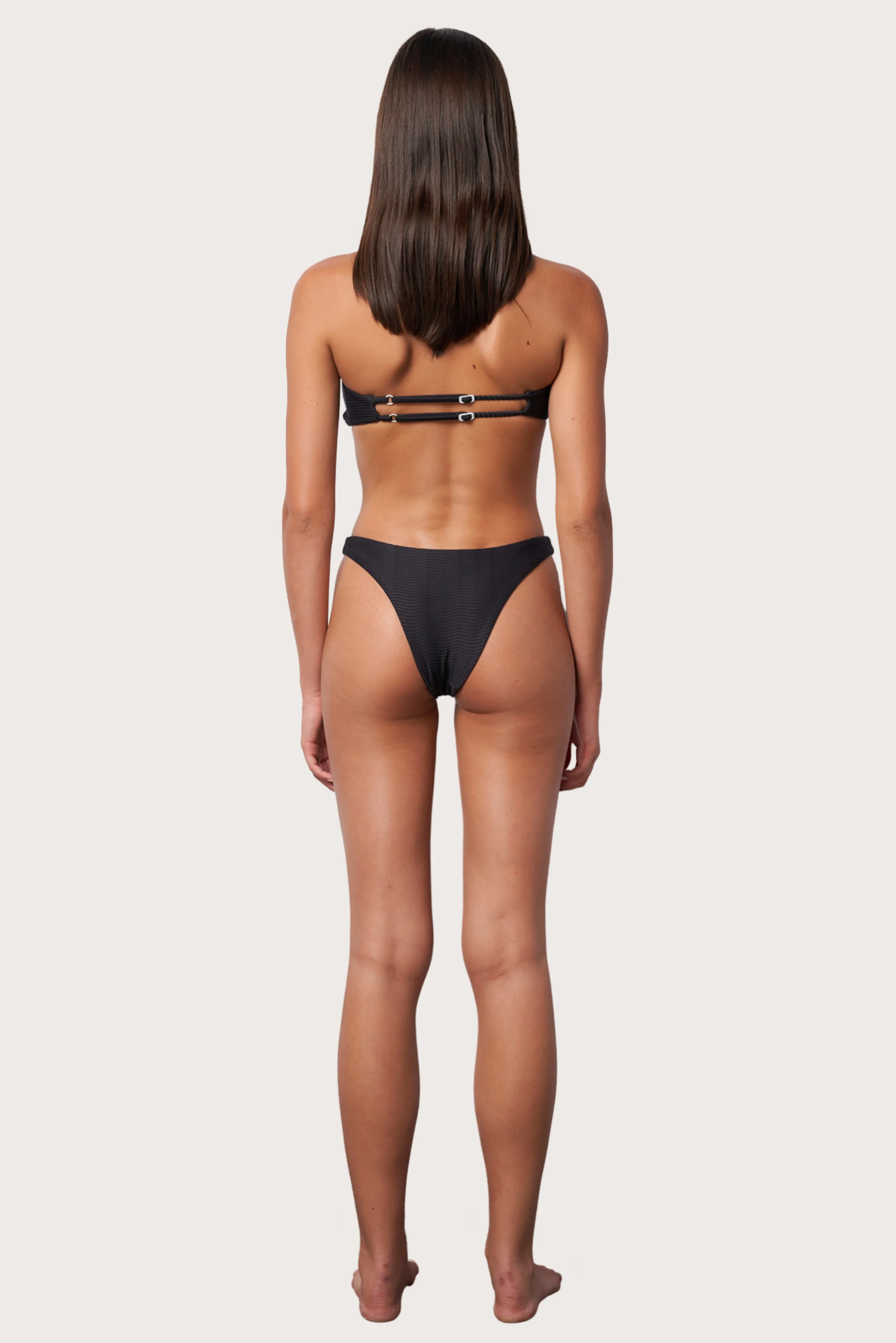 High Hip Bikini Bottom - Moonless Night Wave Water Resistant Fabric