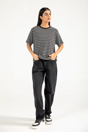 NoSlip Hem Premium Apparel STRIPED TEXTURED REGULAR TEE