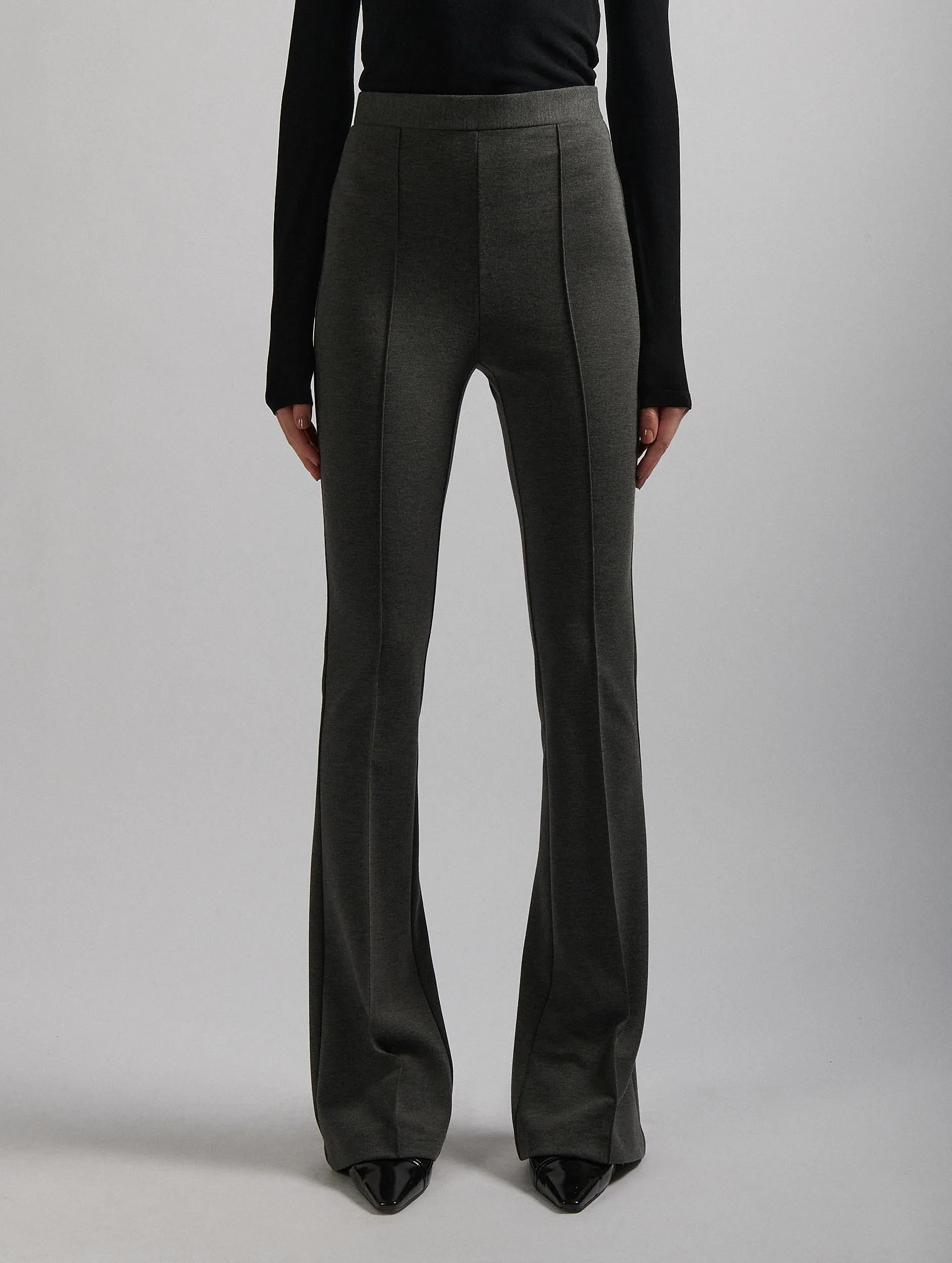 High-rise waist Grey milano jersey bootleg leggings