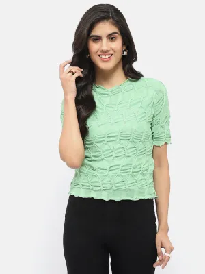 Madame Lettuce Hem Green Crinkled Top EcoDye Process