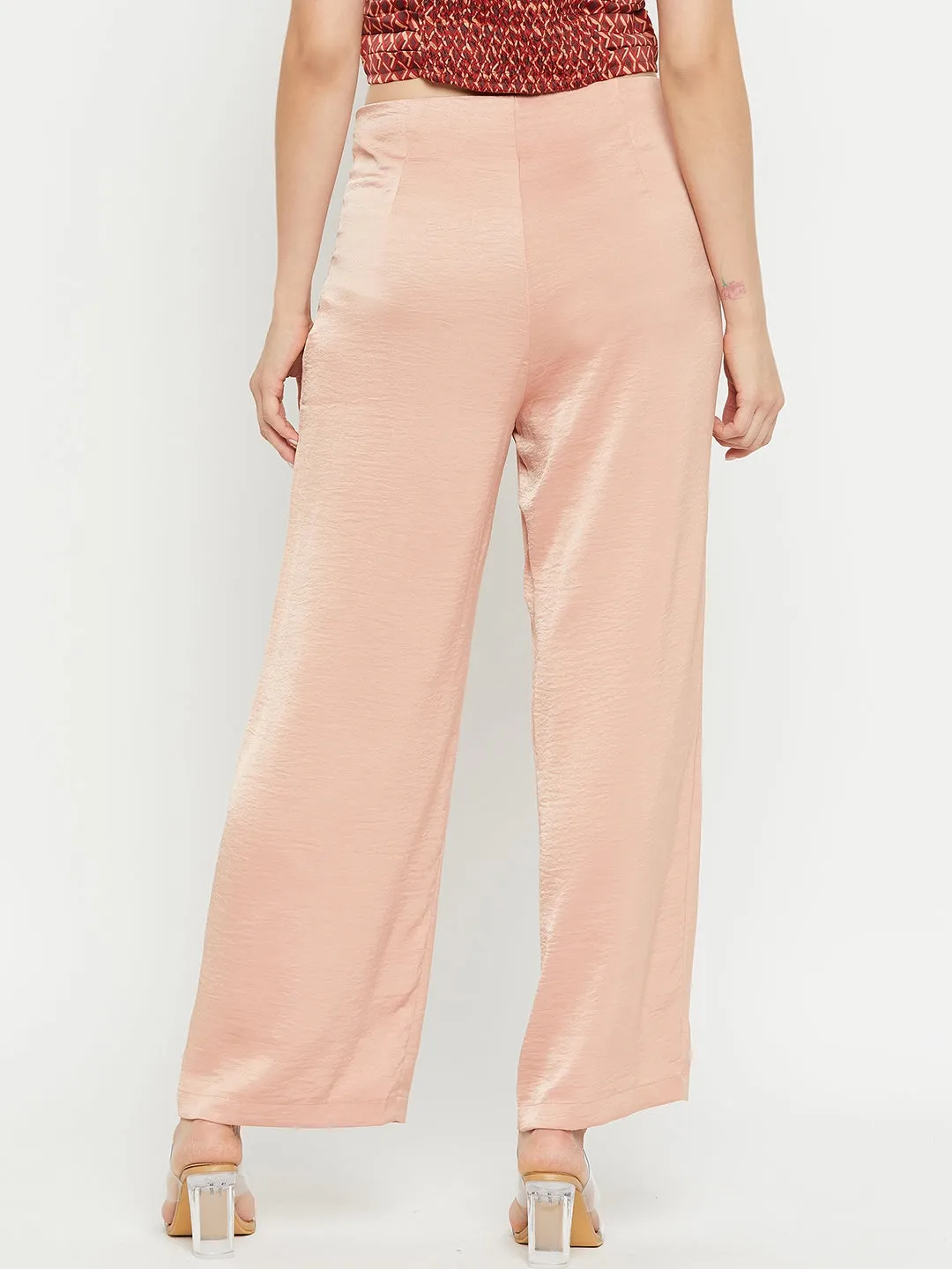 Madame Women Solid Camel Trouser Stylish Cut City Vibe