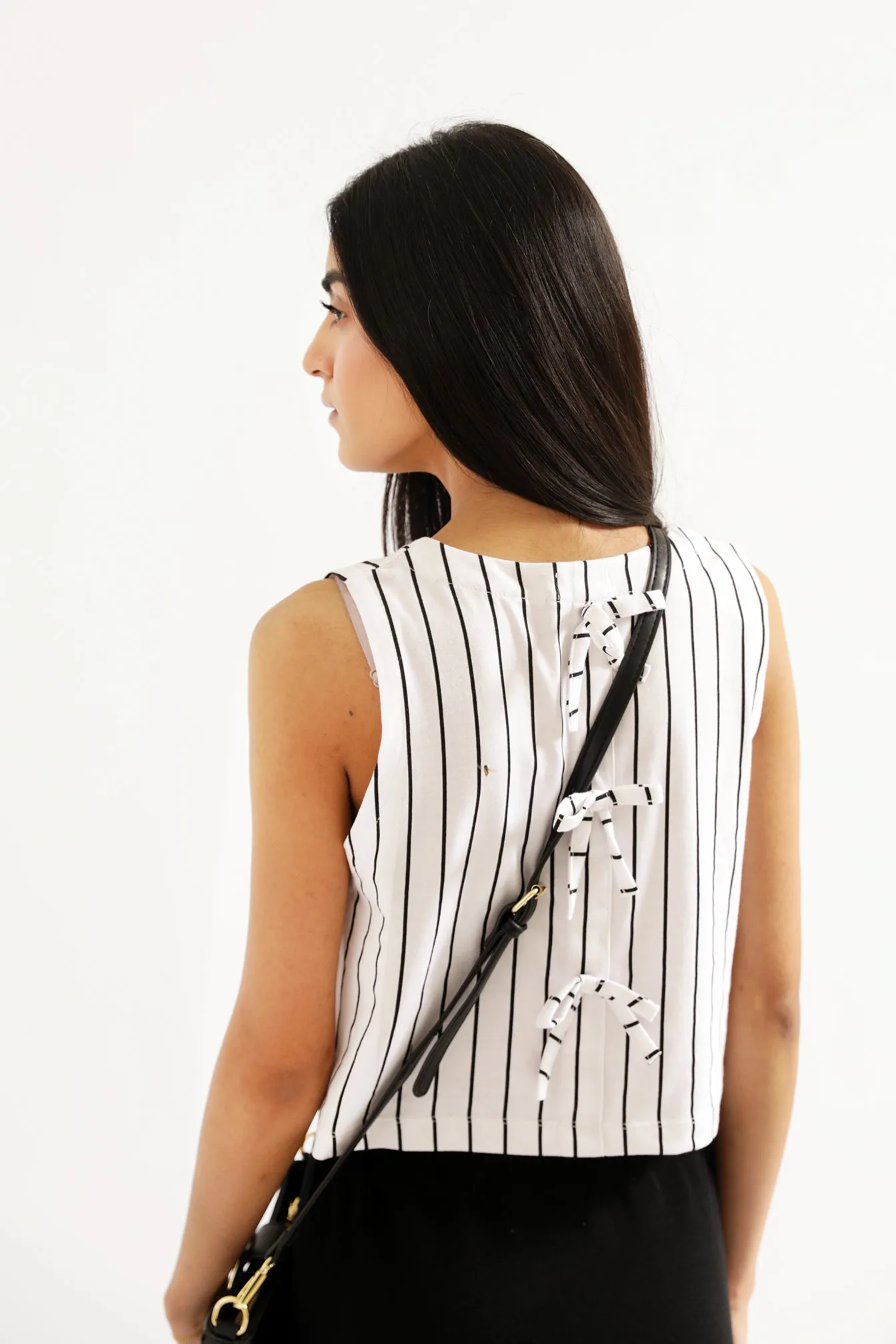 VersatileStyle Coastal Chic STRIPED TOP WITH BOW DETAIL