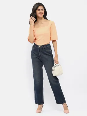 Madame Corset Inspired Peach Puff Sleeve Top Move Fast Classic Fashion