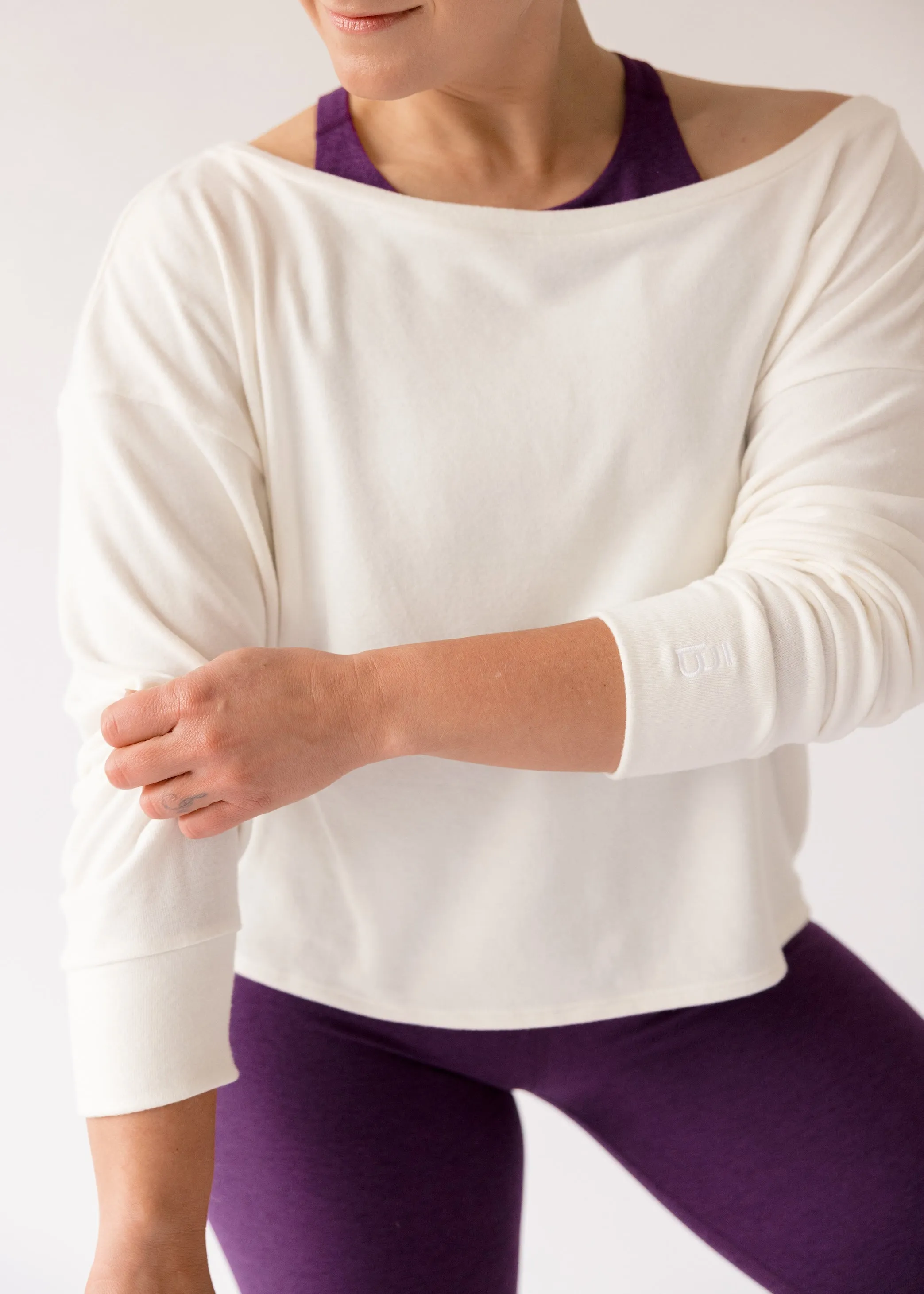 Versatile Dress ElasticCuffDesign Let Loose Pullover - Fresh Snow