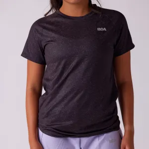 Women's Vapor Lite Tempo SS Tee - Heather Black HygroscopicFiber AbrasionResistant Fabric