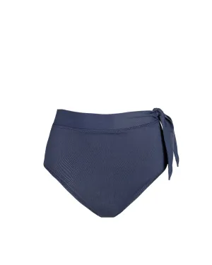 Slip Resistant Hem Butter Soft Stretch Side Tie High Waist Bottom In Indigo Twill