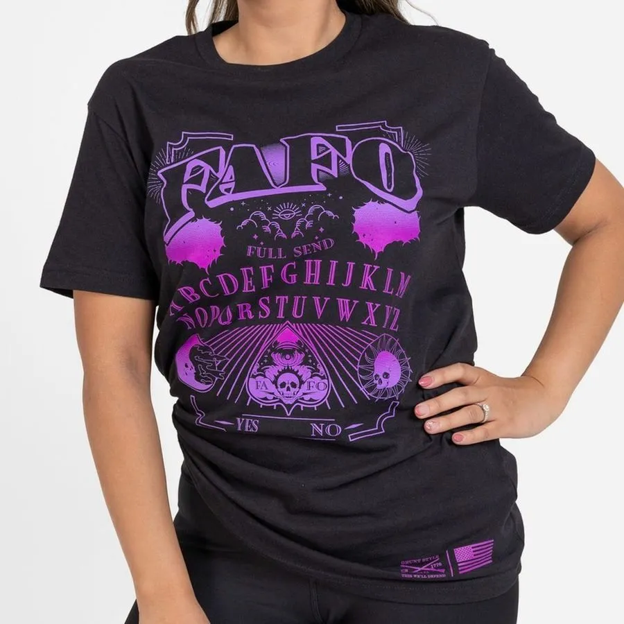 Women's FAFO Spirit Boyfriend Fit T-Shirt - Black Eco Friendly Fabric Ribbed collar