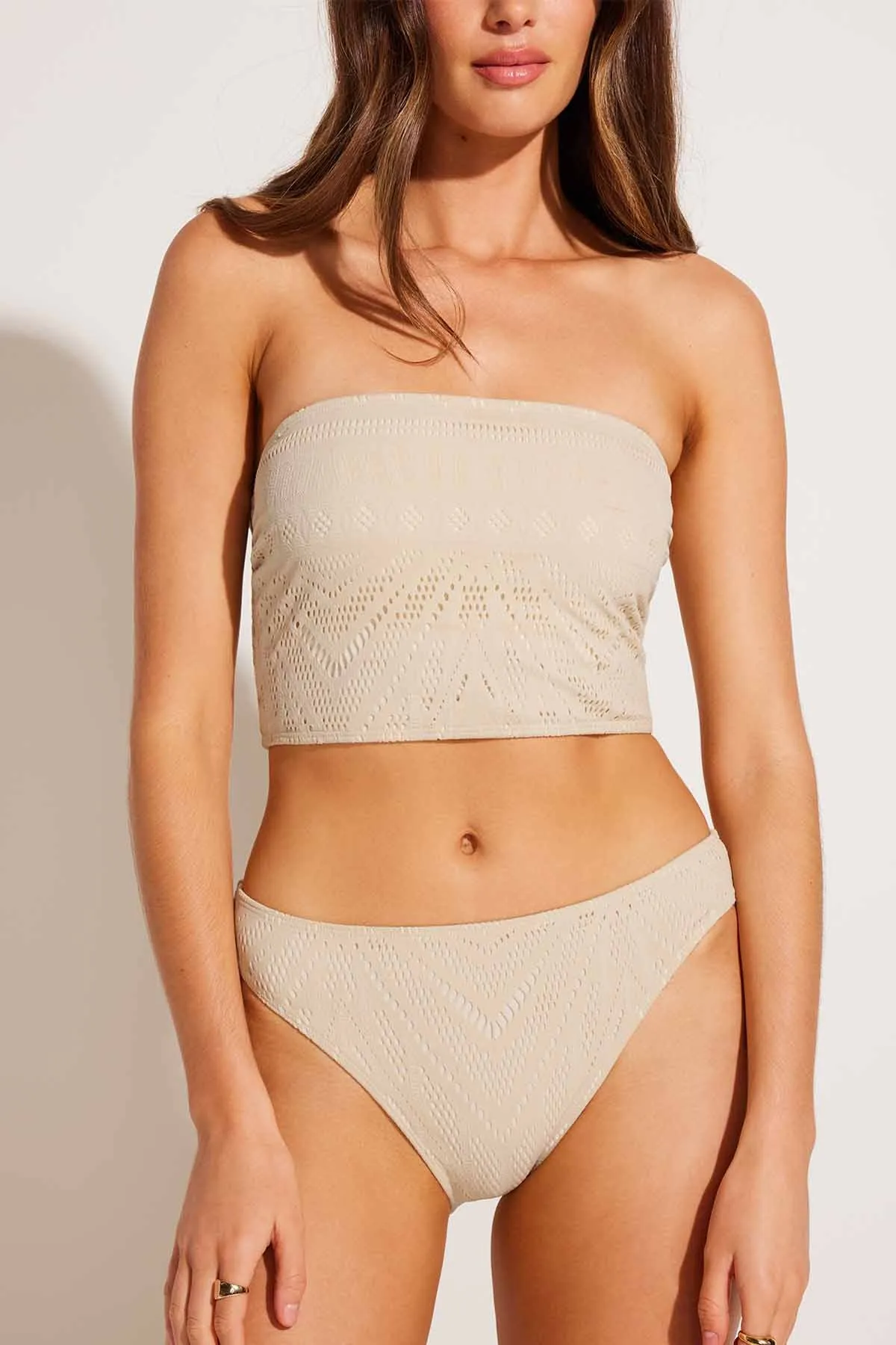 Harper Bandeau Top - Natural Calico Crochet Durable Stitching