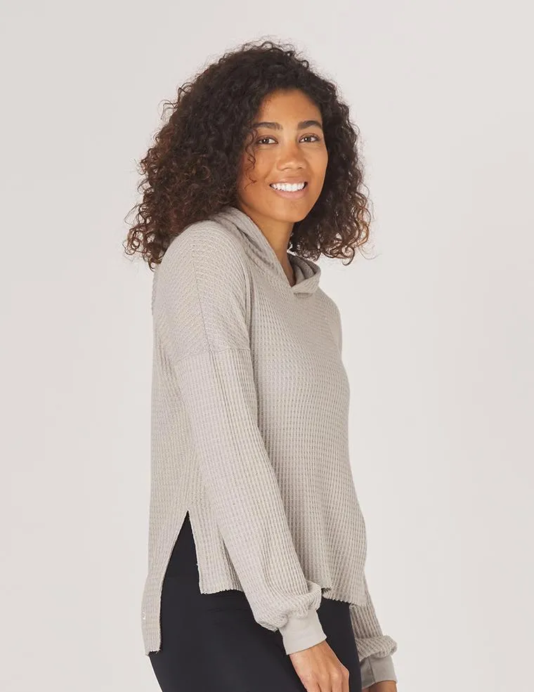 Glyder Rush Long Sleeve Hoodie Sweatshirt - Sand product beach relaxation vibe Checkered